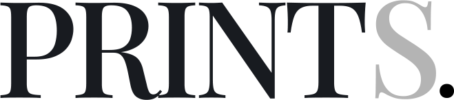 The word PRINTS in bold black letters with a light gray S and period.