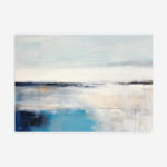 Abstract blue seascape with soft horizon line and ethereal reflections