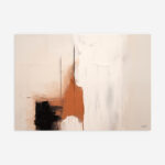 Minimalist abstract with cream background, terracotta strokes and bold black accents.