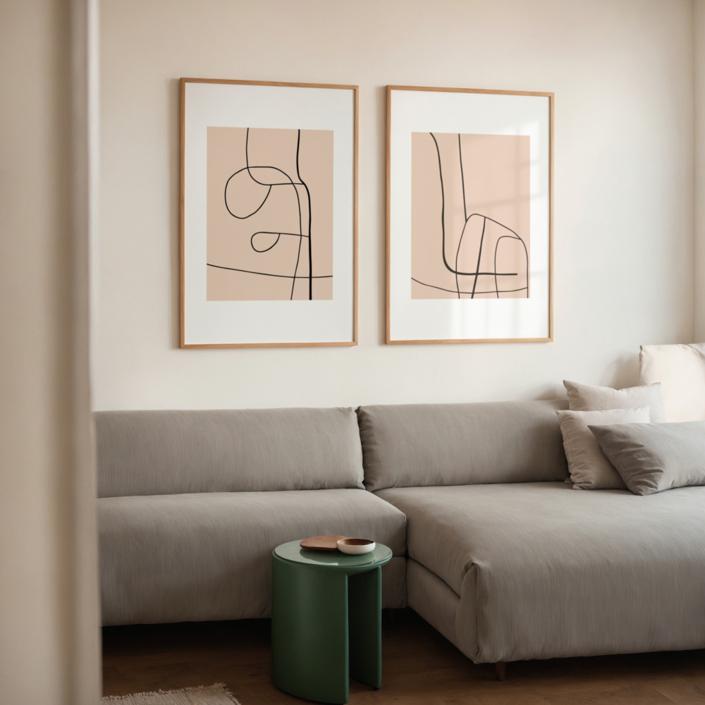 minimalist kitchen prints: line art botanical & still... Minimalist Line Art Prints – Elegant Duo for Modern Interiors