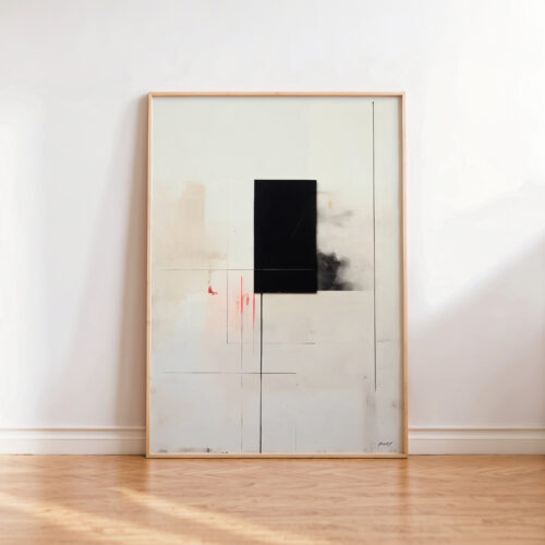 הדפסת תמונות לבית - יצירת אמנות מינימליסטית ציורים על קנבס בשחור ולבן אט ווייט קרמי.