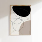 Minimalist abstract art with flowing lines and organic shapes in neutral tones.