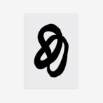 Abstract black infinity knot design on light gray background, minimalist art