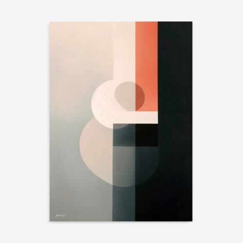 Overlapping white circles on gradient background transitioning from beige to terracotta to black.