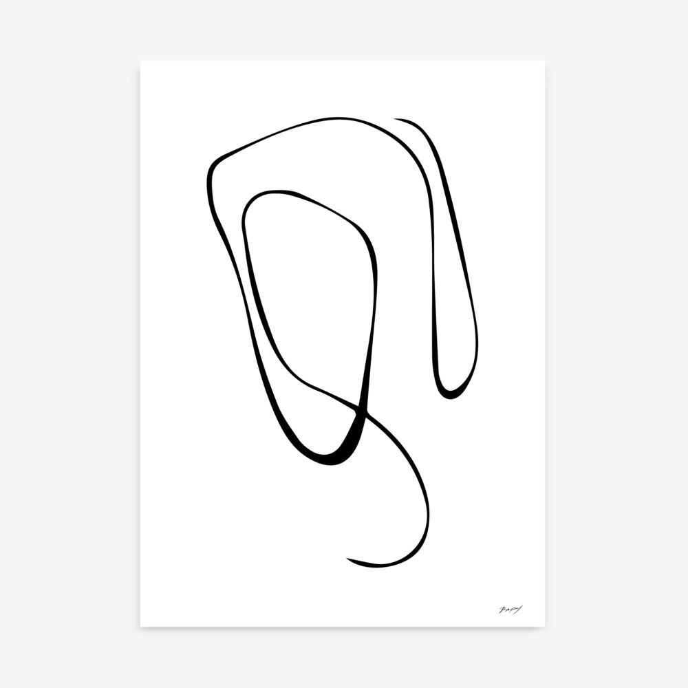 Single continuous black line forming elegant abstract curves on white background