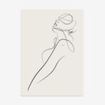 Elegant minimalist line art depicting a flowing profile figure against light background.
