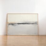 Minimalist abstract landscape painting with gentle horizon line in soft neutral tones