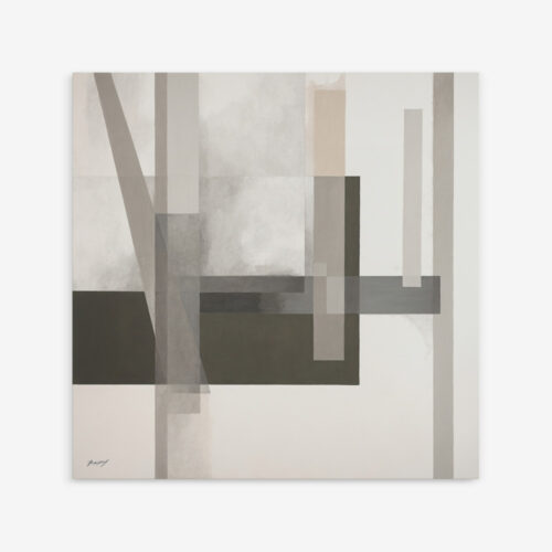 Minimalist geometric composition with overlapping rectangles in neutral tones
