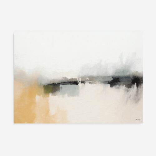 Misty horizon abstract with soft beige and charcoal watercolor blending