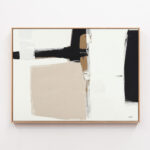Modern minimalist artwork with bold geometric shapes in black, beige and white.