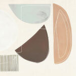 Abstract geometric art with earthy tones and minimalist shapes in mid-century modern style.