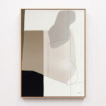 Minimalist abstract wall art with geometric shapes in neutral beige and black tones