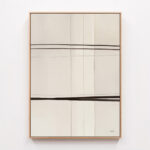 Minimalist line art canvas with horizontal and vertical divisions in neutral cream and black tones.