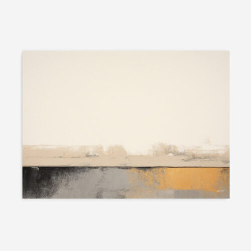Minimalist abstract landscape with soft cream horizon and textured charcoal base.