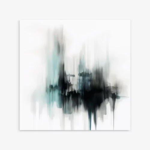 Abstract vertical streaks in black and teal against white background.