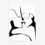 Two minimal black ink profiles facing each other in intimate connection