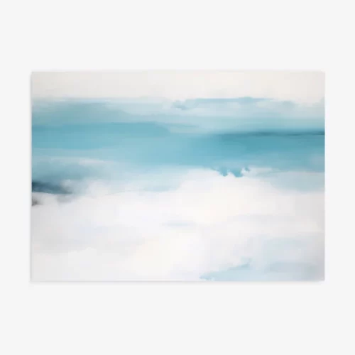 Abstract seascape with soft blues and whites creating a dreamy ocean horizon.