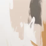 Minimalist abstract painting with beige background and bold black brushstrokes.