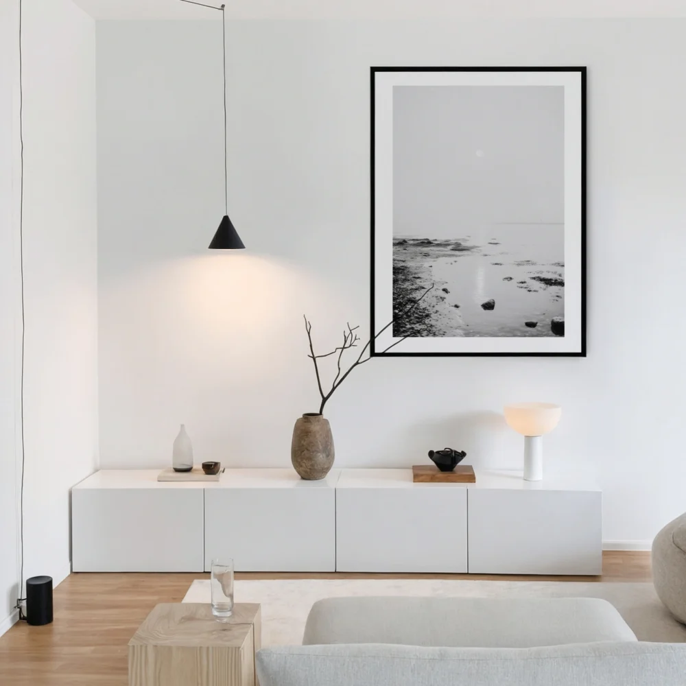 Transparent design frame with minimalist border for project displays or presentations.