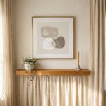Layered neutral toned abstract print warm cream earth tone artwork