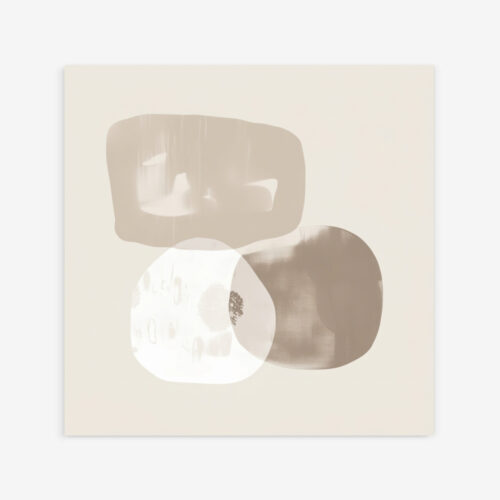 Soft beige organic shapes abstract fine art print minimal wall decor