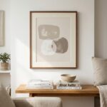 Organic flowing forms beige abstract wall art bedroom interior decor
