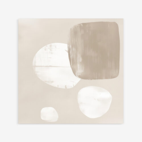Soft beige floating shapes abstract fine art print minimal wall decor