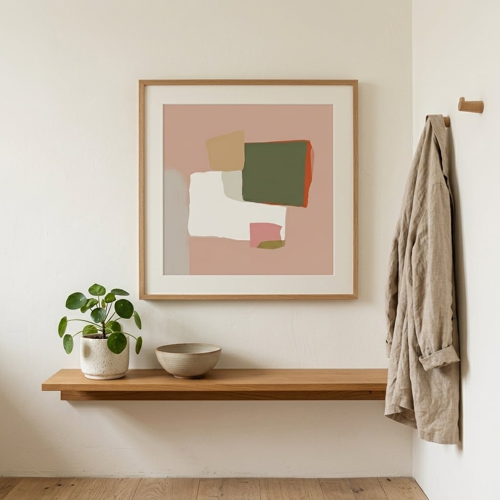 Warm earthy boho wall art print bringing natural harmony to a cozy room