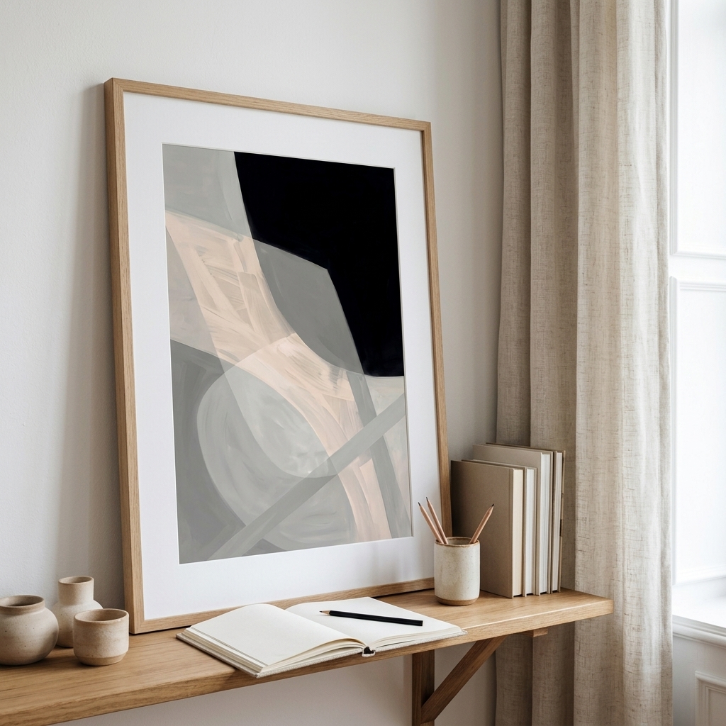 Original geometric art print in the art deco spirit with stepped forms and rich color blocking
